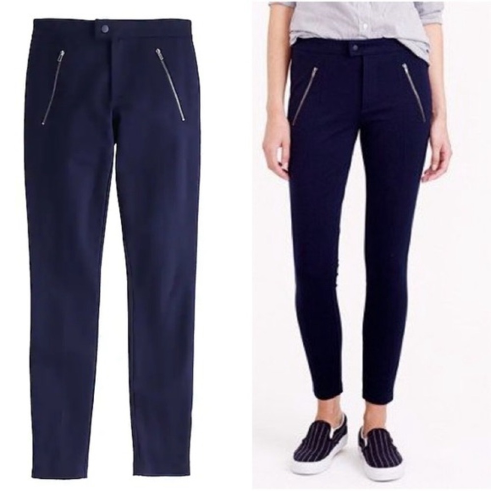 J Crew snap front ponte slim‎ Pixie navy pants